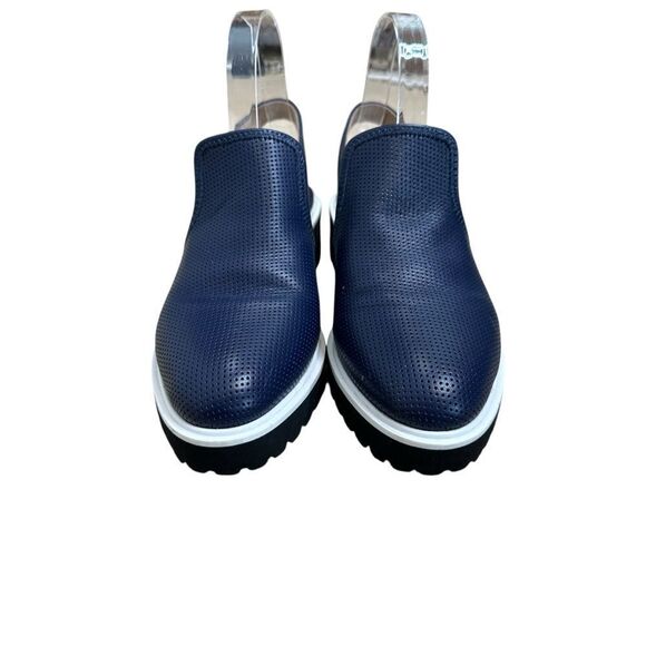 ALL BLACK  Blue Leather Sling Back Loafers | Size 7 - Picture 4 of 10